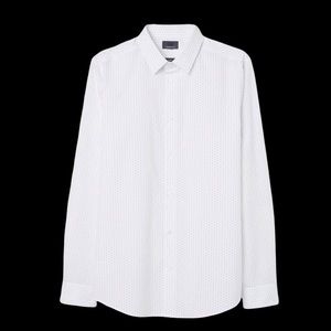 H&M Premium Cotton White Black Dotted Long Sleeves Button Down Shirt Sz M